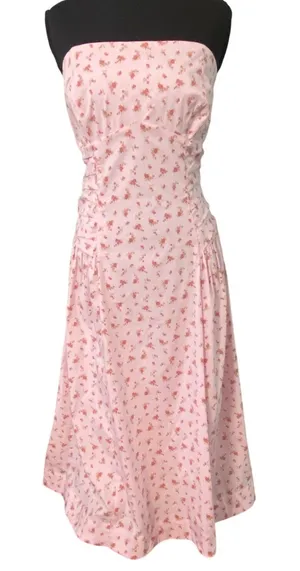 Wild Fable NWT Pink Floral Strapless Midi‎ Dress Smocked XL Cottagecore Soft Girl Romantic thumbnail 1