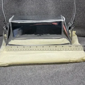 Y2K Style Metallic Shoulder Bag Mirror‎ Chrome 2000s Aesthetic Silver Small thumbnail 5