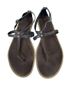 UGG Brown Grey Leather Thong Sandals Womens 8 Casual Summer Flat Beachy Shoes thumbnail 1