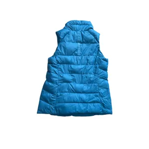 LL Bean Womens Blue Asymmetrical Zip Down Puffer Vest Funnel Neck Size M thumbnail 2