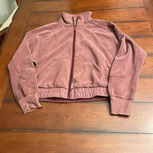 Lululemon Brushed Softstreme‎ Funnel Neck Full Zip Red Merlot thumbnail 2