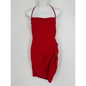Amanda Uprichard Jasalina Halter Mini Dress Small Red Cocktail Party Date Night thumbnail 3