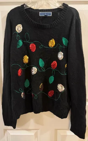 Karen Scott Black Sweater with Festive Sequin Design thumbnail 1