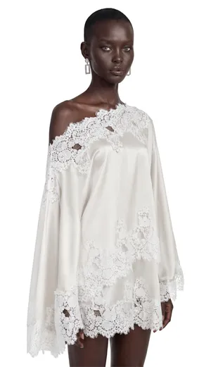 Miss Rosier Sophia White One Shoulder Top & Skirt Set with Lace Trim thumbnail 1