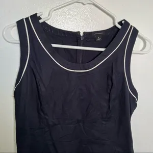Ann Taylor Women's Size 0 Sleeveless Scoop Neck Blouse Tank Top Navy Blue White thumbnail 3
