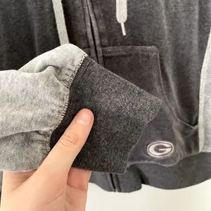 NFL Packers gray full zip jacket pockets drawstring hooded sweater hoodie cotton thumbnail 6