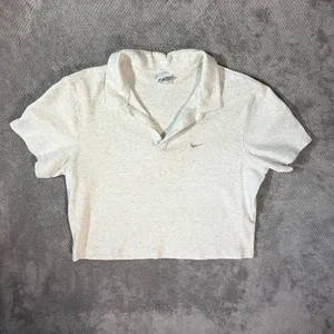 Nike Sportswear Essential Size XL Short-Sleeve Cropped Polo Heather Gray Swoosh thumbnail 2