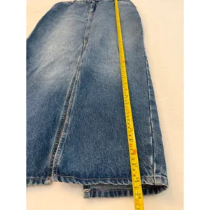 NA-KD Blue Denim Maxi Skirt High Waisted Back‎ Slit Size 38 Medium Wash Long thumbnail 2