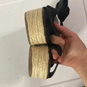 Steve Madden Kacia platform espadrille ankle wrap strappy sandals in black sz 6 thumbnail 10