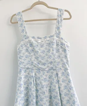 Altar’d State Mandi Blue Floral Linen Romper thumbnail 5