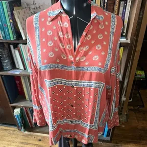 Free People Little Secrets apricot button down boho blouse thumbnail 4
