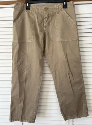 Joie‎ Womens Size 8 Khaki Crop Pants Casual 100% Cotton Utility Style thumbnail 1
