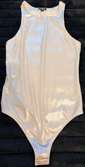 Express Iridescent Pearl White One-Piece Bodysuit thumbnail 1