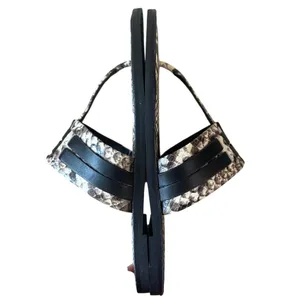 Tory Burch Leigh Thong Sandals 8.5‎ Roccia Snakeskin Black Logo thumbnail 9