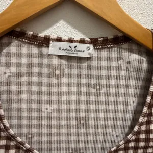 Gingham Print Crop Top Brown White‎ Checkered Cutesy Cottagecore Daisy Size XS thumbnail 5
