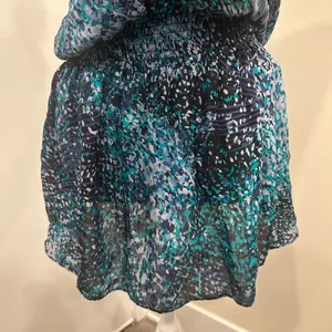 Ramy Brook Teal Printed‎ Paris Silk Mini Drop Waist Sleeveless Blouson Dress XS thumbnail 7