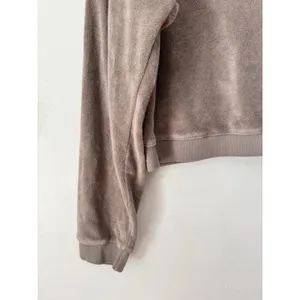Beyond Yoga Tropez Crop Pullover Size XL Terry Cloth Birch Brown Slouchy V Neck thumbnail 6