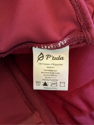 P’tula Sports Bra Women’s Medium Red Burgundy High Neck Criss Cross Back thumbnail 3