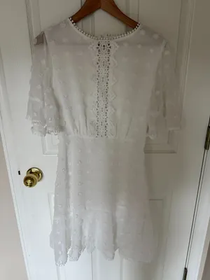 Simplee 1/2 sleeve mini white lace dress in M thumbnail 2