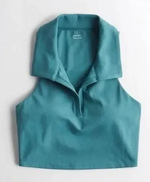 Gilly Hicks Go Recharge Polo Sports Bra Top Teal- Size Medium thumbnail 1