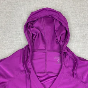 Athleta Hoodie Womens XXS Purple Tunic V-Neck Pullover Pockets Knit Stretch thumbnail 4