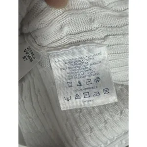 Lands' End Womens Sz M White Cable Knit Crew Neck Long Sleeve Pullover Sweater thumbnail 7