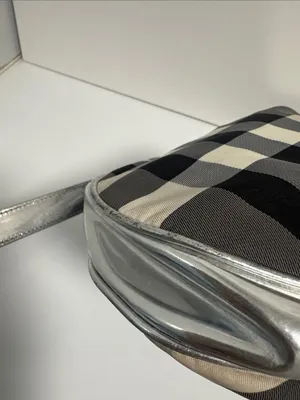 Burberry Beat Check Nylon Brooklyn Hobo Bag Metallic thumbnail 7