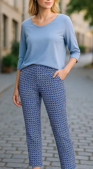 J. Crew‎ Campbell Capri in Abstract Wave Print Sz 6 Blue White Pants thumbnail 1