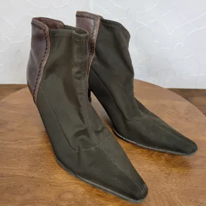 Joan David Circa 365 Women's Ankle Boots 9.5 Black Fabric & Leather Pointed Toe thumbnail 6