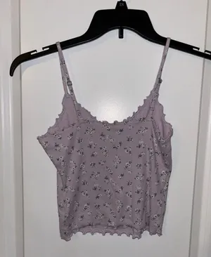Hollister Lavender Flowered Crop Tank Top, Sz M thumbnail 1