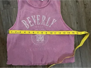 Garage Pink Ribbed Cropped Beverly Hills Tank Top Size M thumbnail 4