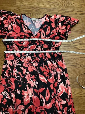 Michelle Mae resortwear Black Maxi Dress with Coral Floral Pattern size XL thumbnail 6