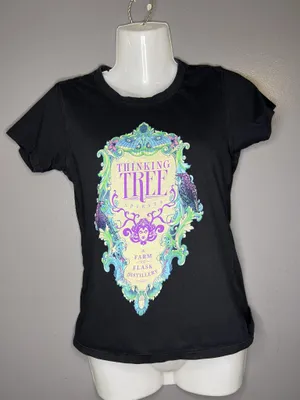 Econscious Shirt Womens Small Black Thinking Tree Spirits Graphic Tee Top thumbnail 2
