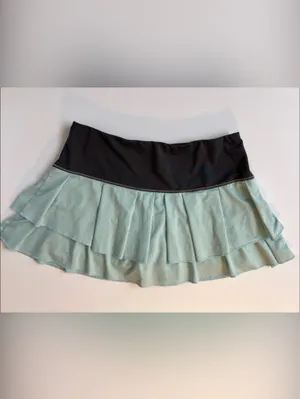 Lucky in Love Light Aqua Blue Ruffle Tennis Skirt with Charcoal Waistband thumbnail 8