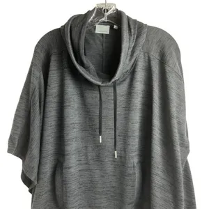 Athleta Women's Gray Hooded Poncho‎ Sweatshirt Pullover Size S thumbnail 2