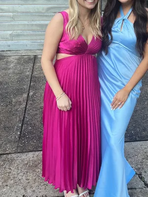 Abercrombie & Fitch Fuchsia Pleated Midi Dress thumbnail 3
