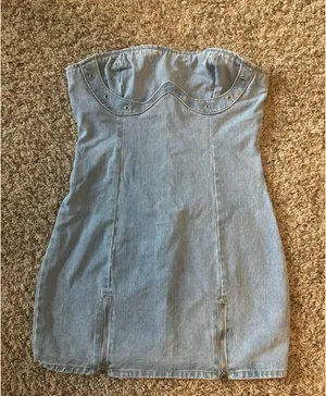 Pretty Little Thing Strapless denim dress thumbnail 1