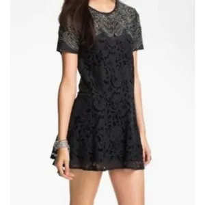 Free People | Dreamer Black Lace Mini Dress | Short Sleeve | Size Small thumbnail 5