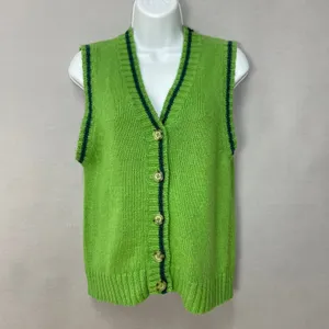 90s Northern Reflections Sweater Vest Womens Large Green Blue Button Up Knit‎ thumbnail 12