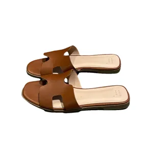 A New Day Nina Cognac Brown Faux Leather Slide Sandals Women’s 9 Flat Slip-on thumbnail 4