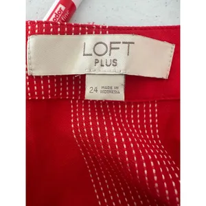 LOFT PLUS Wrap Top‎ Women 24 Red Striped Short Sleeve V-Neck Casual Peplum thumbnail 7