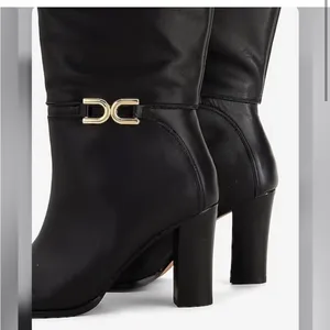 Express leather buckle heeled tall boots size 9 thumbnail 3