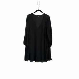 Lulus Shifting Dears Black Long Sleeve V-Neck Dress sz XLarge LBD Cocktail Party thumbnail 2