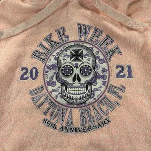 Bike Week Daytona Beach Hoodie Women's Small Pink Skull Graphic Pullover Cozy thumbnail 4