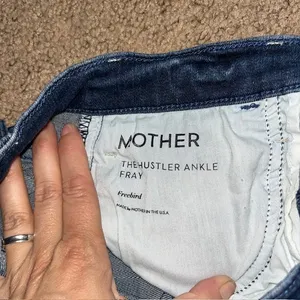 Mother The Hustler Ankle Fray Jeans High Rise‎ Flare Freebird Dark Blue Wash 26 thumbnail 10