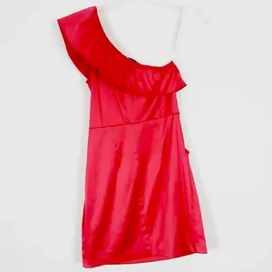 Forever 21 y2k Hot Pink One Shoulder Ruffle Bodycon Dress thumbnail 2