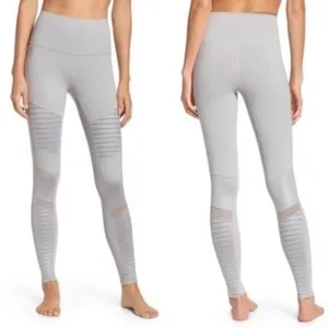 Alo Yoga Light Grey‎ Mid Rise Moto Leggings thumbnail 2