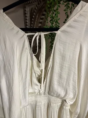 Women’s silk white dressy dress thumbnail 4
