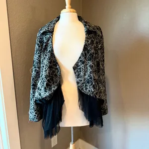 Daytrip Black and Gray Textured Women's Tulle Jacket Large thumbnail 3