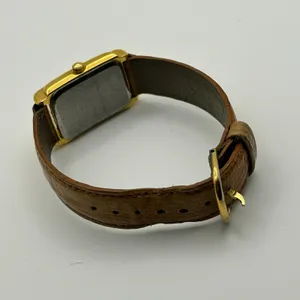 Guess Gold-tone Rectangular Case Leather Women’s Quartz Watch Working thumbnail 5